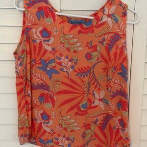 Floral Orange Sleeveless Top by Anna Ocean